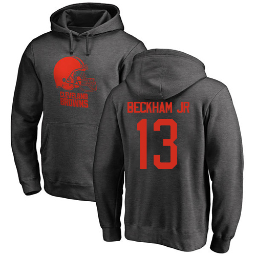 Men Cleveland Browns Odell Beckham Jr Ash Jersey #13 NFL Football One Color Pullover Hoodie Sweatshirt